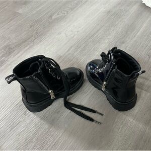 Shiny Black Kids Boots with Zipper size 8 GIRLS